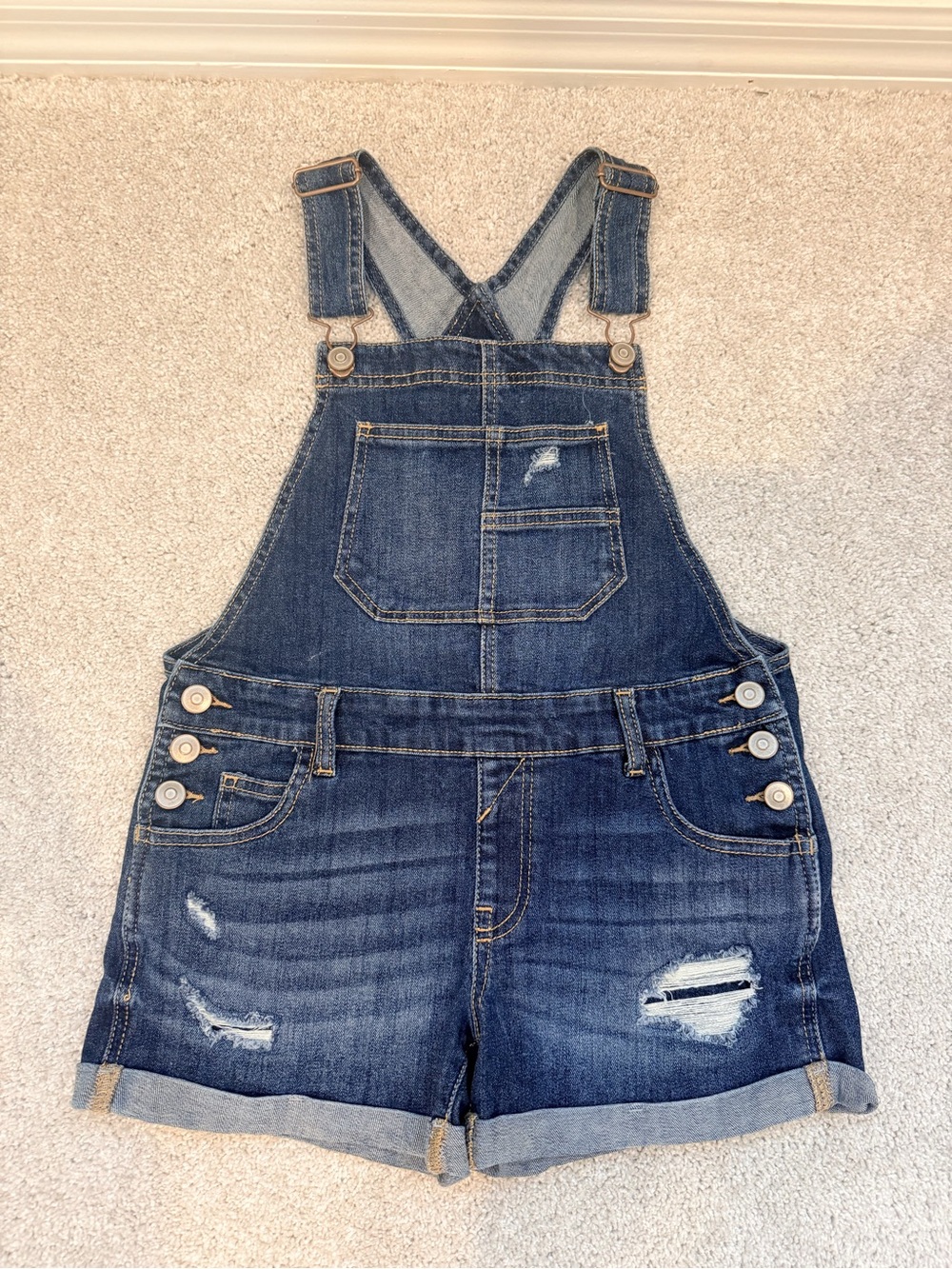 wonder nation Girls Dark Blue Denim Overalls, size 7/8